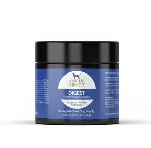 Four Leaf Rover Digest 1.30z - Gentle Probiotic & Enzyme Blend for Digestion & Gut Health - Natural Support for Sensitive Stomachs - 500mg New Zealand Liver - 300mg Bovine Pancreas - 38mg Organic Alfalfa Juice