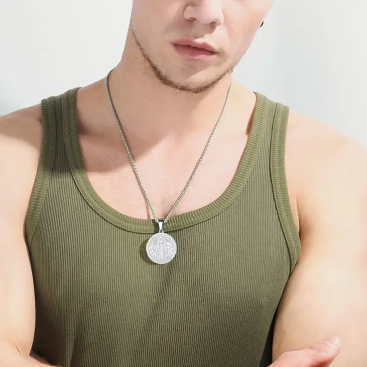 FaithHeart Stainless Steel  Saint Patric Necklace for Men and Women Protective Amulet