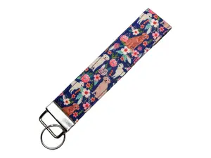 Golden Retriever Key Fob, Golden Retriever Wristlet, Golden Fabric Keychain