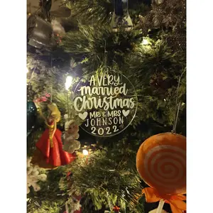 Our First Christmas Married Acrylic Christmas Ornament - Clear Acrylic Married Ornament - Engagement Ornament - Personalized Ornament