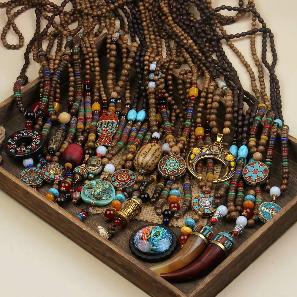 Retro long sweater chain Nepalese ancient accessories Tibetan men's and women's literary and versatile men's and women's necklaces
