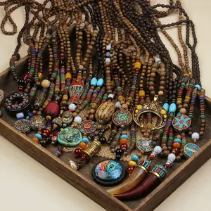 Retro long sweater chain Nepalese ancient accessories Tibetan men's and women's literary and versatile men's and women's necklaces