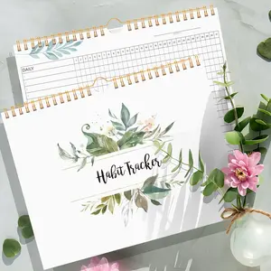 A5 Plant Style Habit Tracker Notebook, 12 Inner Page Designs, Daily Check-In Planner, Weekly Monthly Goal Management, Time Planning Efficiency Boost