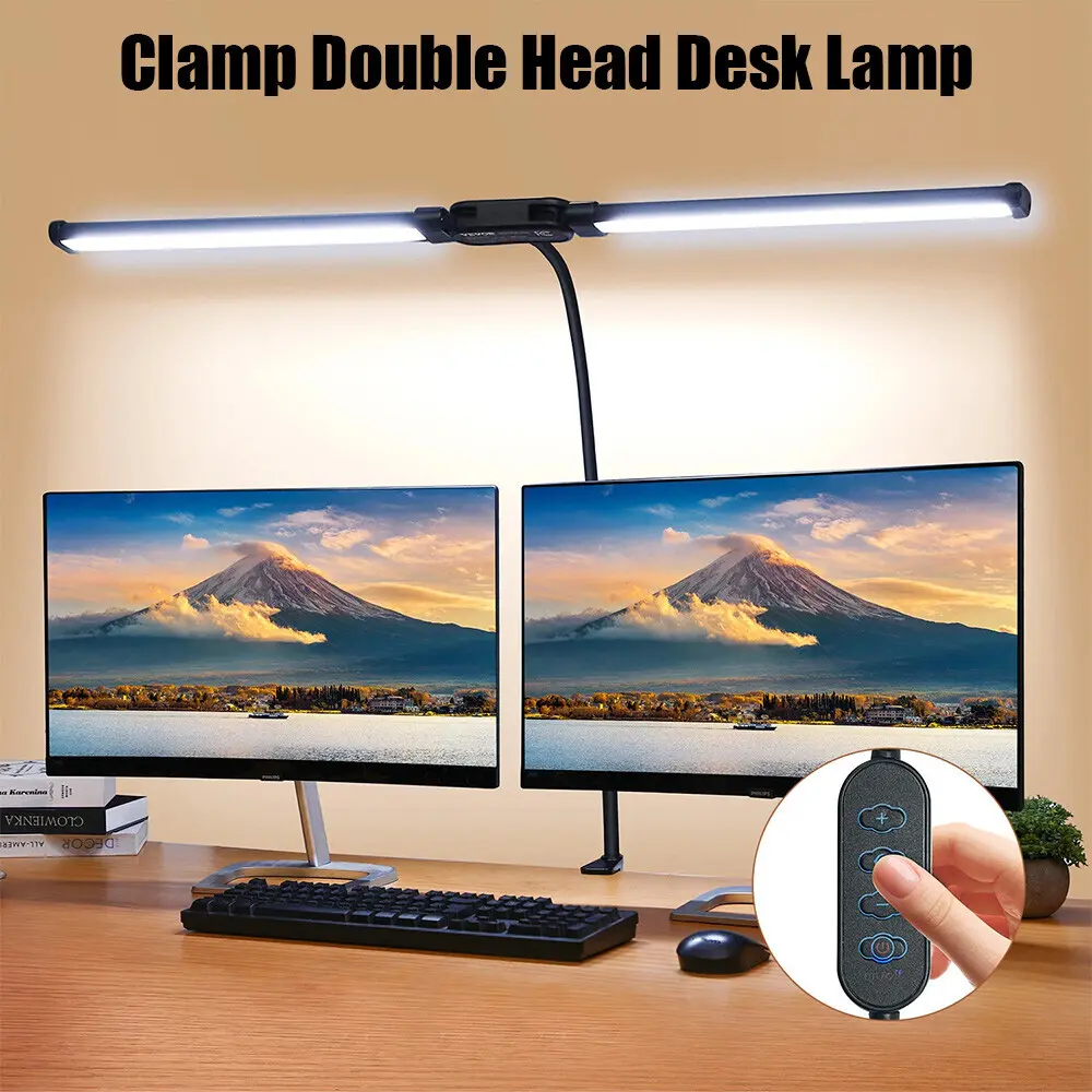 Led Desk Lamp for Office Home - Eye Caring Architect lamp with Clamp,Dual Screen Computer Monitor Work Smart Light: 12W 5 Color Flexible Adjustable Lighting Table Lamp for Study Drafting