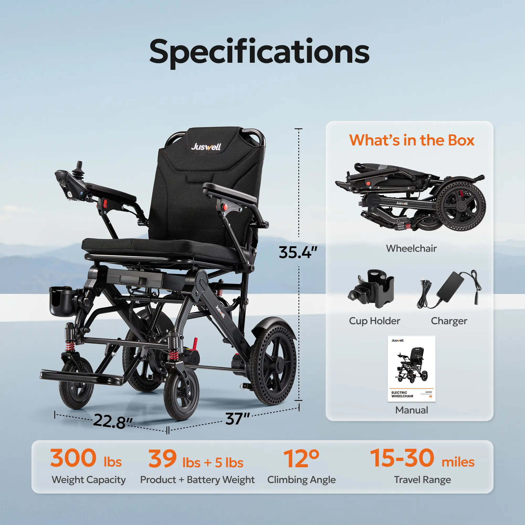 Standard-Support 300 lbs-15 Miles