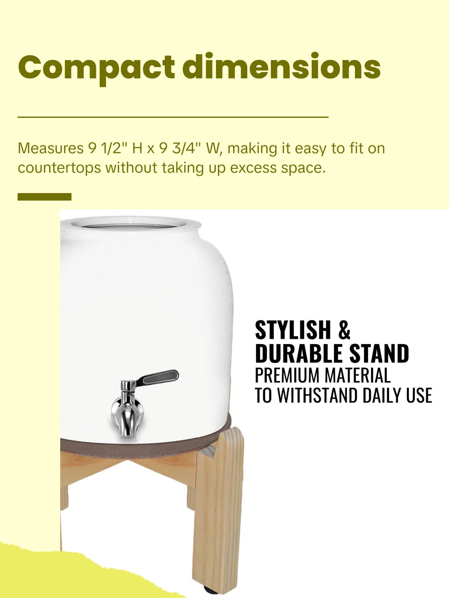 GEO Porcelain Ceramic Crock Water Dispenser w/ Stand – White