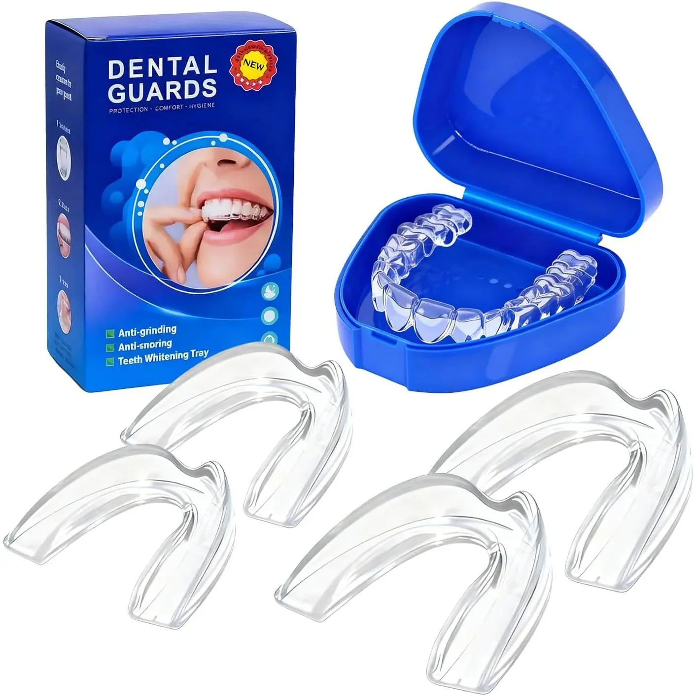 Mouth Guard for Grinding Teeth at Night,Night Guards for Teeth Grinding.Food-Grade&Comfotable Safety Mouth Guard for Sleeping(4 Packs).