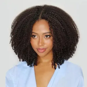 Wavymy Afro Curly Wear Go Preplucked & Pre-bleached Glueless 7x5 Lace Closure Wig with HD Lace Beginner Friendly Real Human Hair