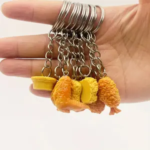 10pcs simulated fried chicken drumstick keychains, resin mini food and play bag pendants, event gifts, suitable for men and women