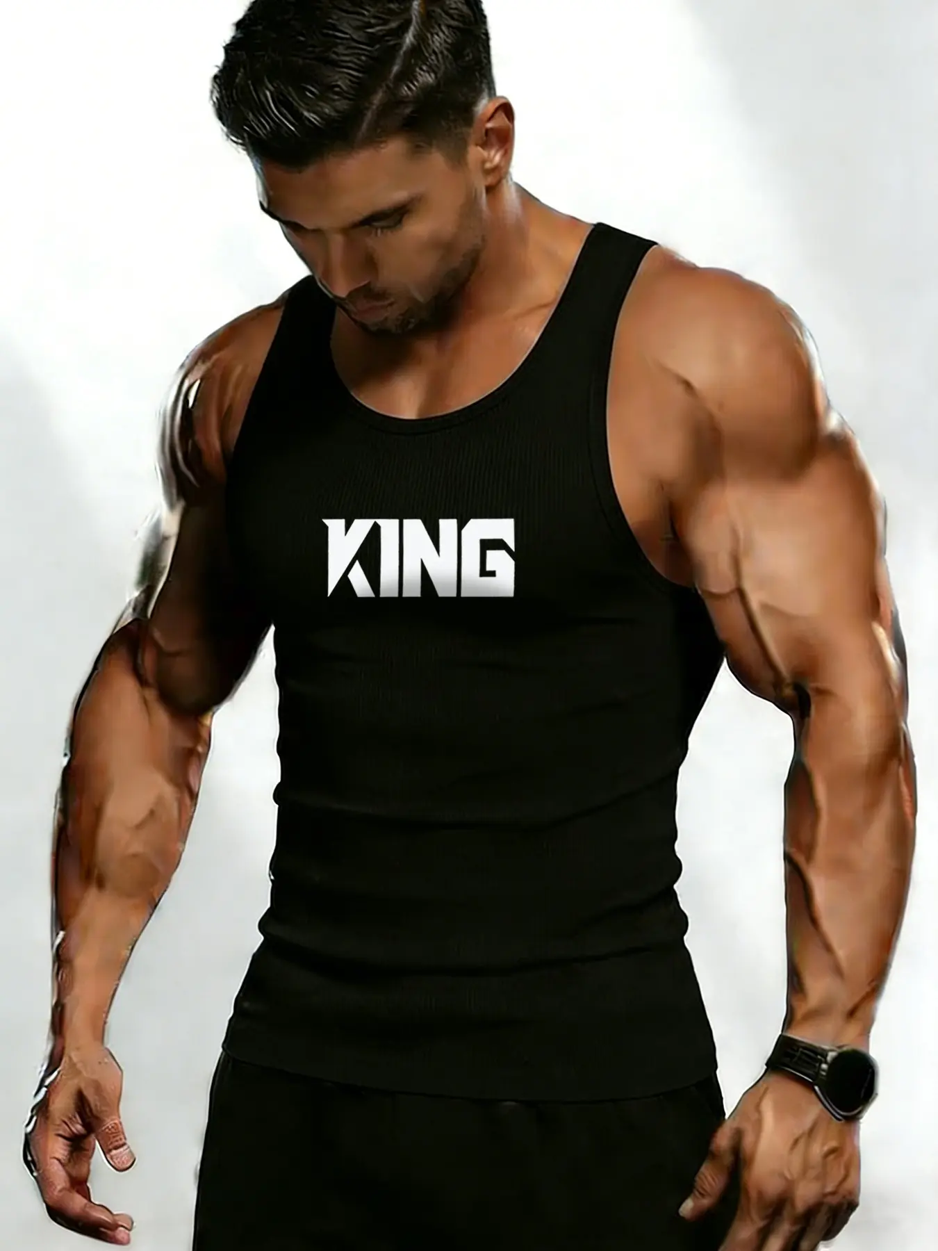 Men's Ribbed Compression Vest, Slim Fit Design, High Stretch Breathable Fabric for Gym Training & Casual Outings