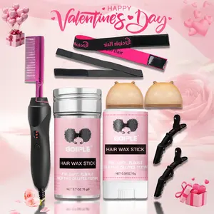 9 Counts Hot Comb Set Electric Hair Straightener Curling Iron for Black Hair Wigs Includes Wax Stick Wig Cap and Edge Band-valentine's gift for wife