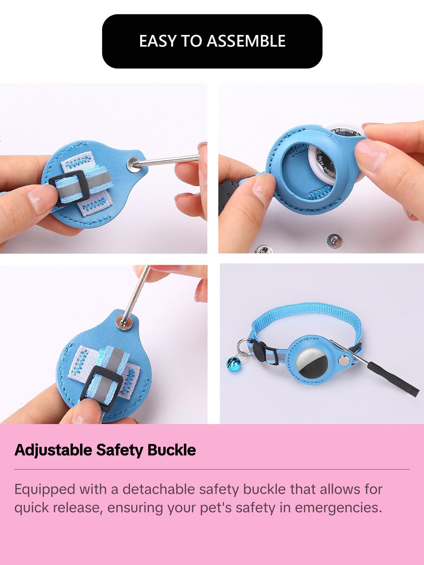 Cat Collar For Air Tag Detachable Cat Collars With Bells Safety Buckle Locator Leather Pet Collar For Cat Kitten Small Dog Cat Collar For Air Tag Detachable Cat Collars With Bells Safety Buckle Locator Leather Pet Collar For Cat Kitten Small Dog