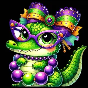 5D DIY Full Drill Round Diamond Painting - Diamond Painting Kit, Decorate Crocodile, Mosaic Canvas DIY Wall Art, Home Wall Decoration, Diamond Art Tools