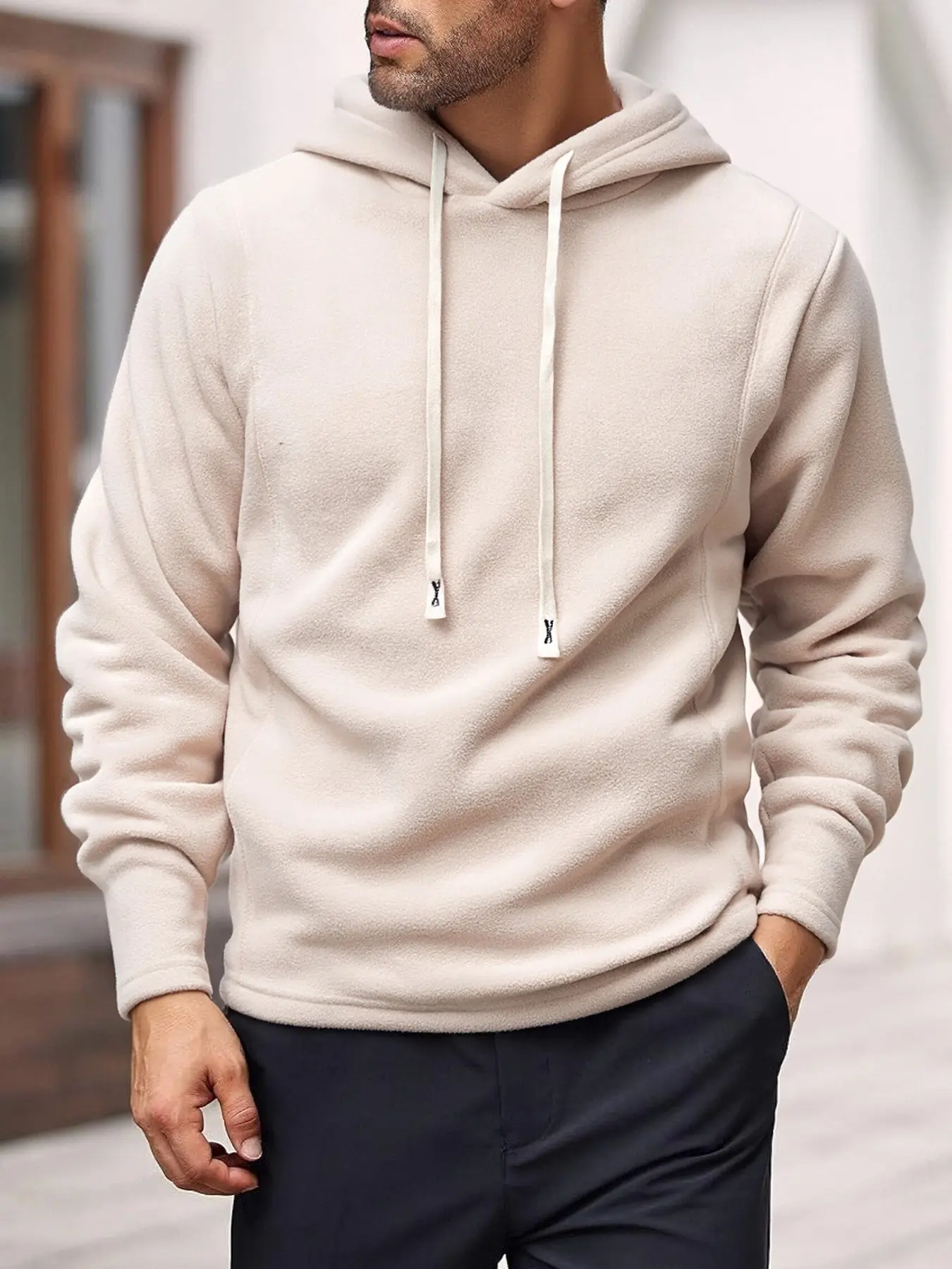 Men's Wool Hooded Pullover, Soft Warm Long Sleeve Hoodie with Drawstring, Casual Lightweight Top Menswear for Fall Winter Daily Wear, Premium Hoodies, Casual Sweatshirt Hoodie