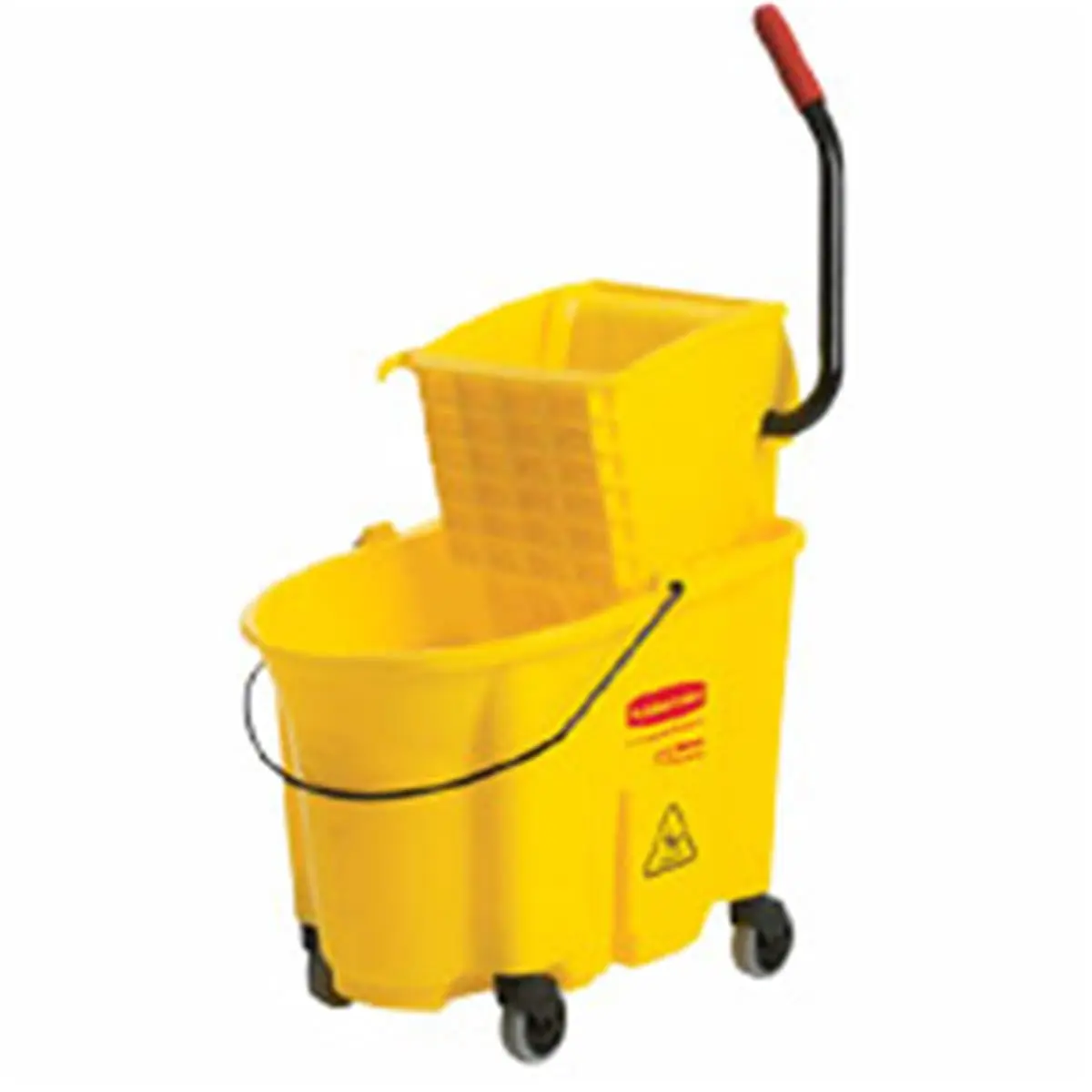 212 MAIN Rubbermaid Commercial Mop Bucket-Wringer Combination, 26-35qt Size Plastic Bucket with Steel Wringer, Brown Floor Cleaning Tool for Splashing Stop (RCP758088BN)