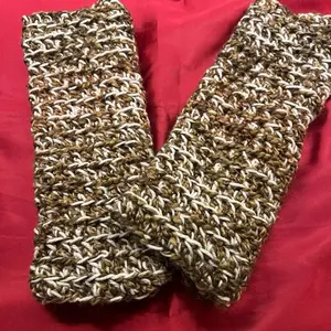 Chestnut & Shell Legwarmers - Medium Hand-Crocheted Soft Stretchy Stitch for Winter Yoga Meditation Cozy Earthy Tones