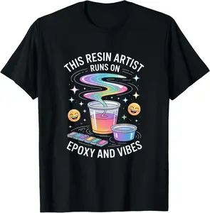 Casual Cotton shortsleeve tees  Resin Artist Design – Pour, Cure, Create Art with Color T-Shirt