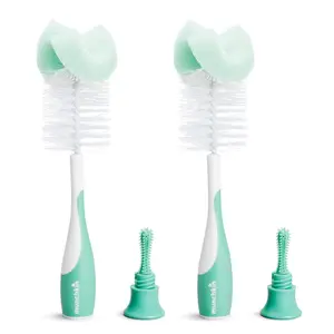 Munchkin Sponge Bottle Brush 2 Pack Green USA Made for Regular Use with Two Brushes per Pack Cleaner