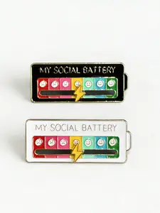 Emotion Conversion Energy Pins, 2-Piece Social Power Brooch Set, Unisex Daily Wear Accessories, Casual Stylish Expression Clips, Durable Metal Pins, Lapel Pin