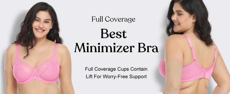 HSIA Mermaid Scales Lace Unlined Full Coverage Plus Size Underwire Minimizer Bra Comfortable Mesh Cup