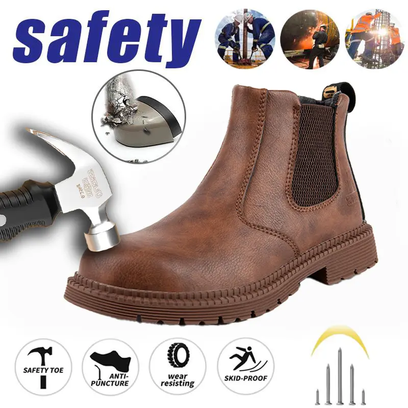Fire Retardant Splash-proof Smash-proof Puncture-proof Breathable Safety Shoes with Safety Toe Anti-Puncture Wear Resistant Skid-Proof for Welding Protection