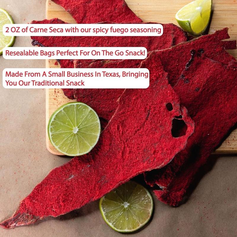 Tizon Lumbre Carne Seca - Spicy Fuego Beef Jerky Snack, Premium Mexican-Style Dried Beef, 2oz Resealable Pouch, No Added Hormones, USA Made