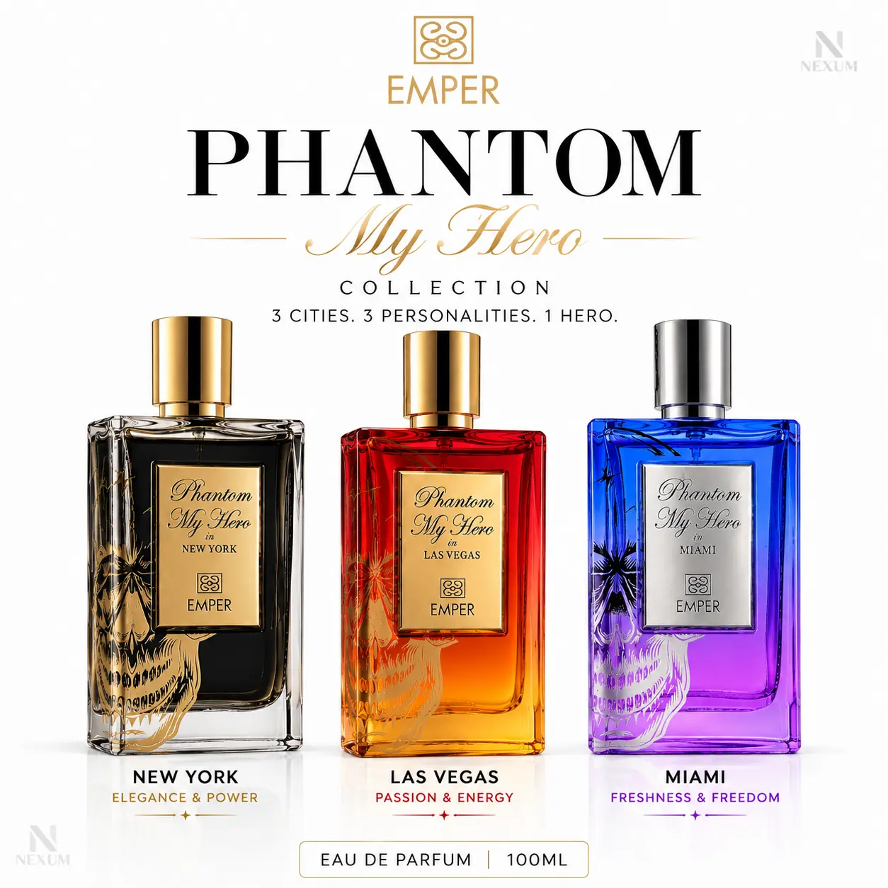 EMPER Phantom My Hero Collection Eau De Parfum 100ML for Men - New York, Las Vegas, Miami Editions