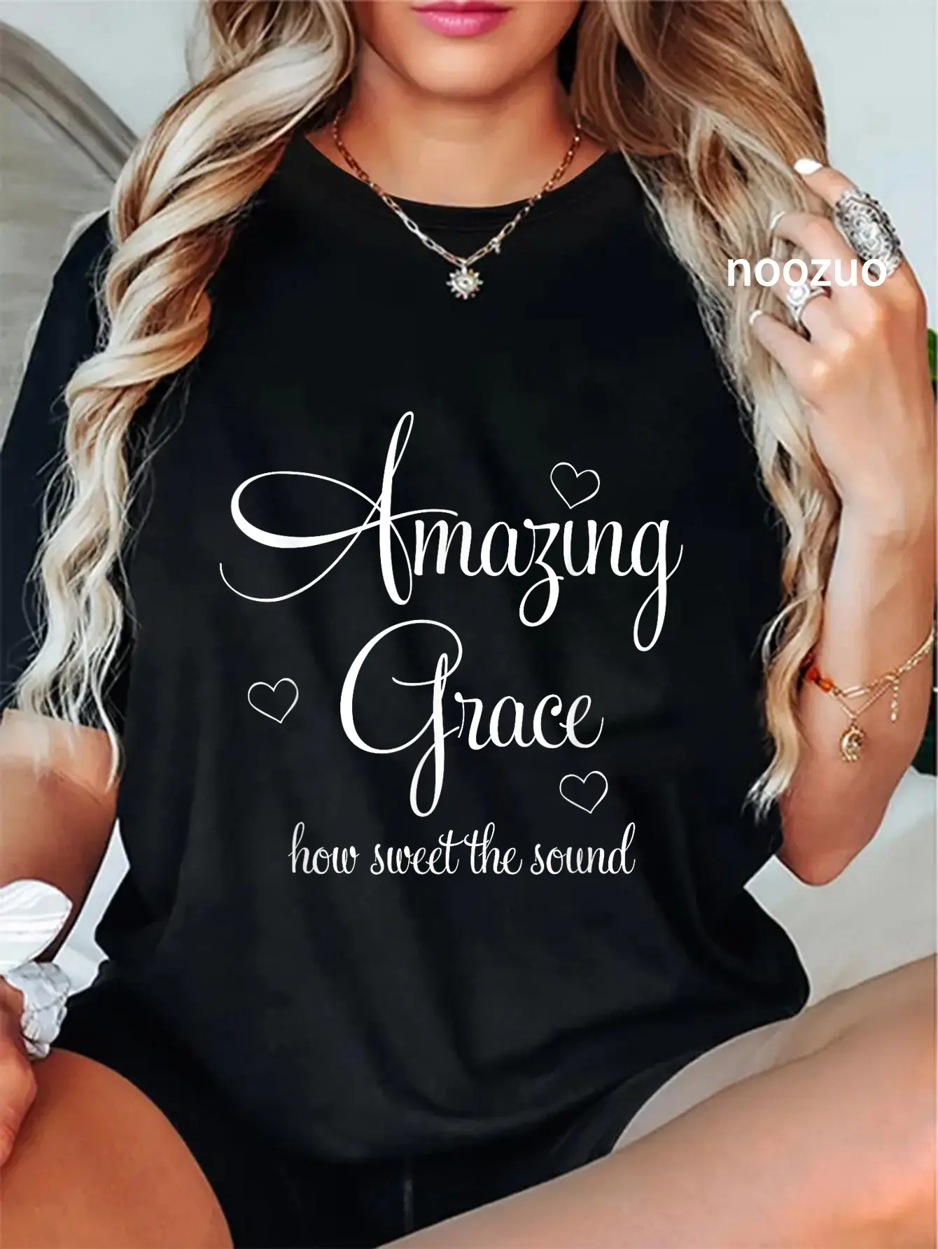 100% Cotton Unisex Inspirational Amazing Grace T-shirt Faith Tee T-Shirt Christ Christian Tops Casual Top