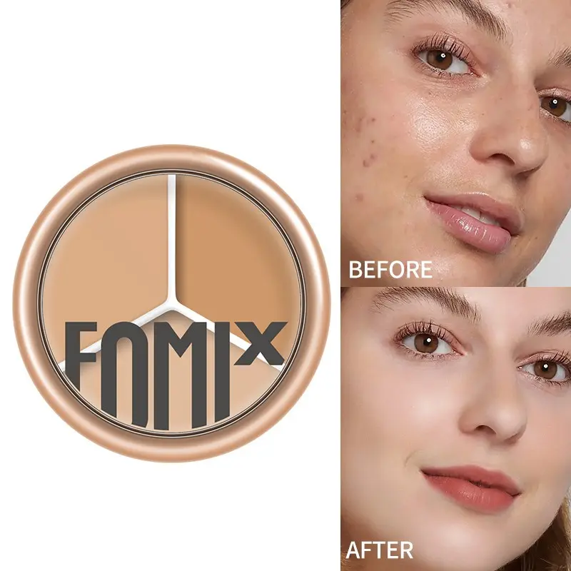 Three-Color Highlighter Concealer Palette, Covers Blemishes, Acne Marks, Tear Lines, Dark Circles, Waterproof, Lightweight, Daily Use Makeup Tool