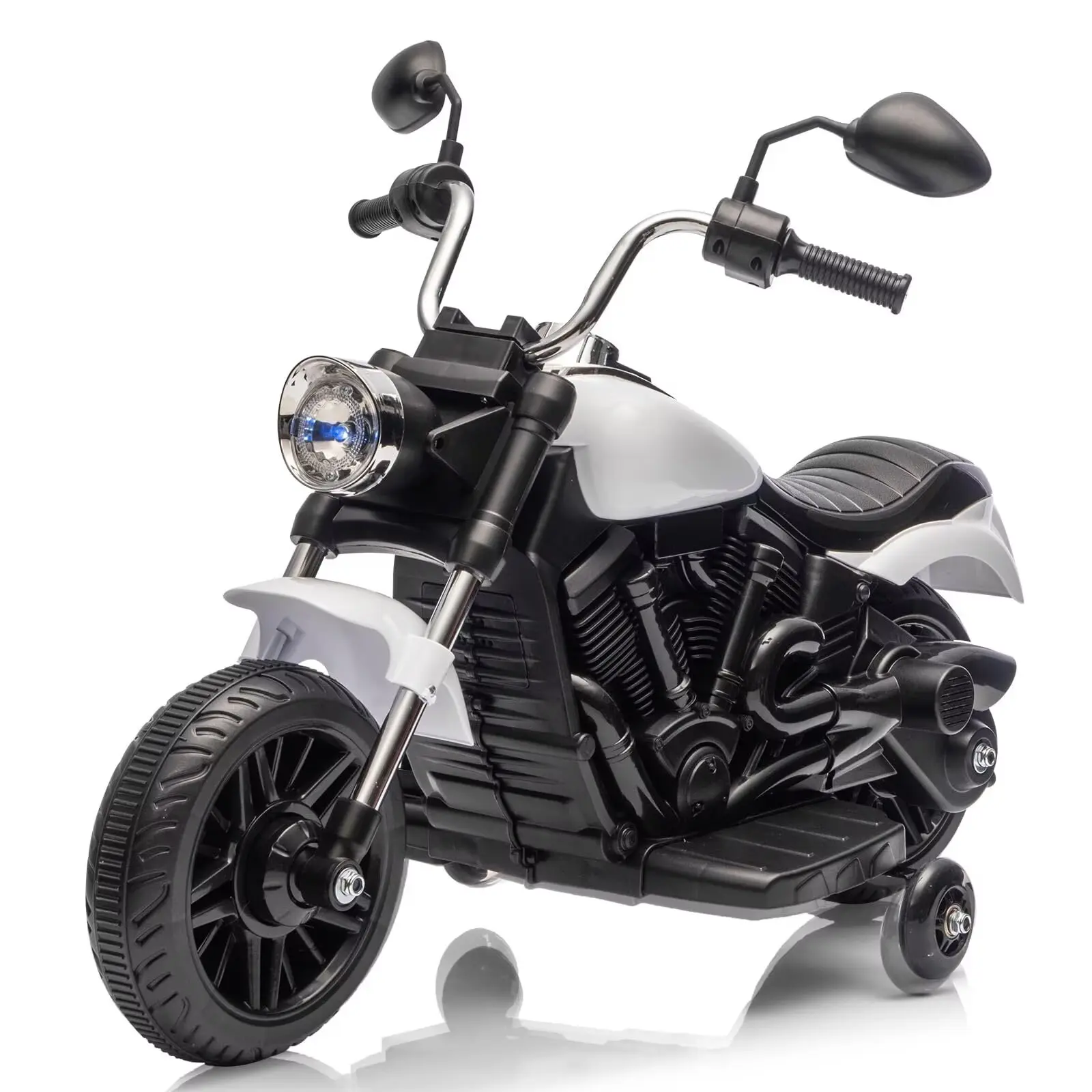 Gaomon 12V Detachable Power Trike Neon Kids Ride-On Motorcycle - 3-Wheel Toy with Anti-Slip Tires, 1-Button Start, Reverse, LED Headlights, Horn, Realistic Sounds, Music Panel with Power Display, 66 lbs Capacity, Christmas Gift for 3-4 Years, White
