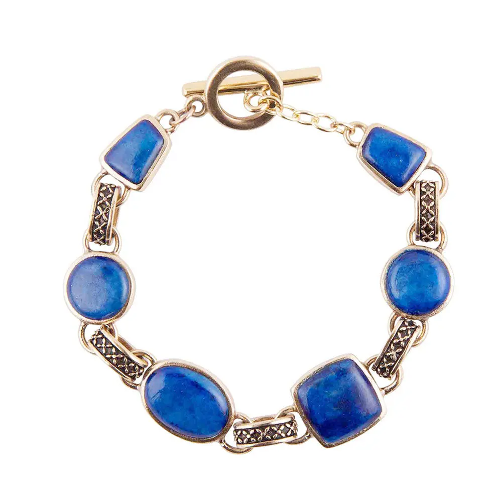 Royal Blue Lapis Golden Toggle Bracelet