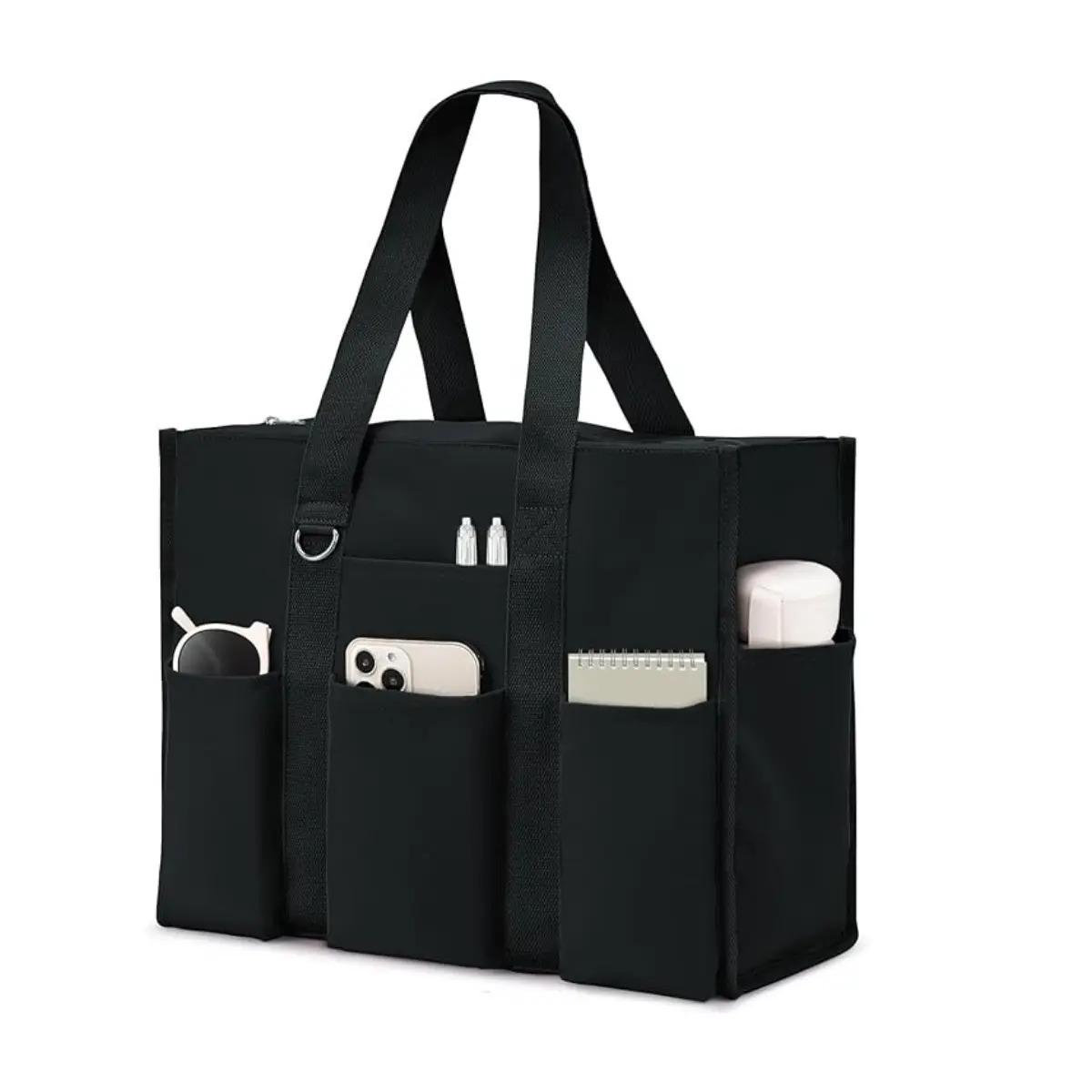 Tote Bag for Women Waterproof with 12 Pockets Top Zipper Closure Utility Teacher Nurse Bags for Work School