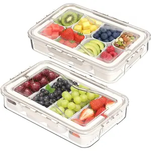 2 Pack Box Charcuterie Container with Dividers 12 Compartments,Snackle Boxes  Storage, Bento Box Adult, Large Portable Divided Snackle Organizer with Lid & Handle, Stackable  Containers(White)