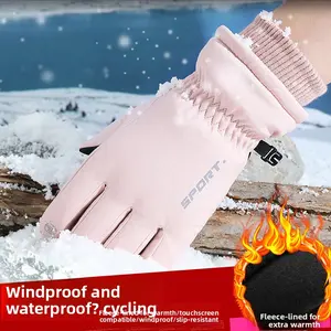 Winter Gloves Men's and Women's Velvet Warm Touch Screen Windproof and Waterproof Outdoor Riding Gloves Thickened Cotton Ski Gloves