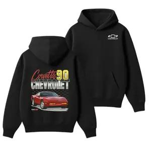 Corvette 90s Graphic Hoodie, Classic C4 Sport Car Sweatshirt, Vintage Chevrolet Car Pullover For Streetwear & Racing Lovers