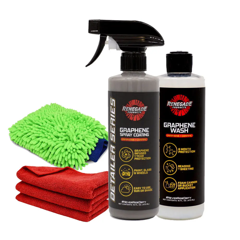 Renegade Products Graphene Wash & Protect Kit | SIO2 Ceramic Car Wash & Spray Coating for Paint, Glass, UV Protection & Gloss Enhancement Renegade Products Graphene Wash & Protect Kit | SIO2 Ceramic Car Wash & Spray Coating for Paint, Glass, UV Protection & Gloss Enhancement