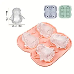 1pc Silicone Ice Hockey Ice Tray Mold, Penguin Model Ice Maker Mold Whiskey Penguin Ice Cubes Spherical Ice Grid Ice Mold Food Grade Ice Storage Box Ice Ball Molds