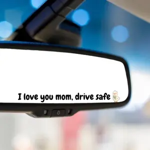 I Love You Mom Drive Safe Rearview Mirror Decal - Sweet Heart Design for Car Mirrors - Perfect Gift for Moms on Birthdays or Mother's Day