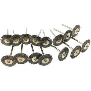 15 T Shape Stainless Steel Wire Brushes Wheel 1/8'' Mandrel Rust Removed Polishing Wheel for Dremel Rotary Tool