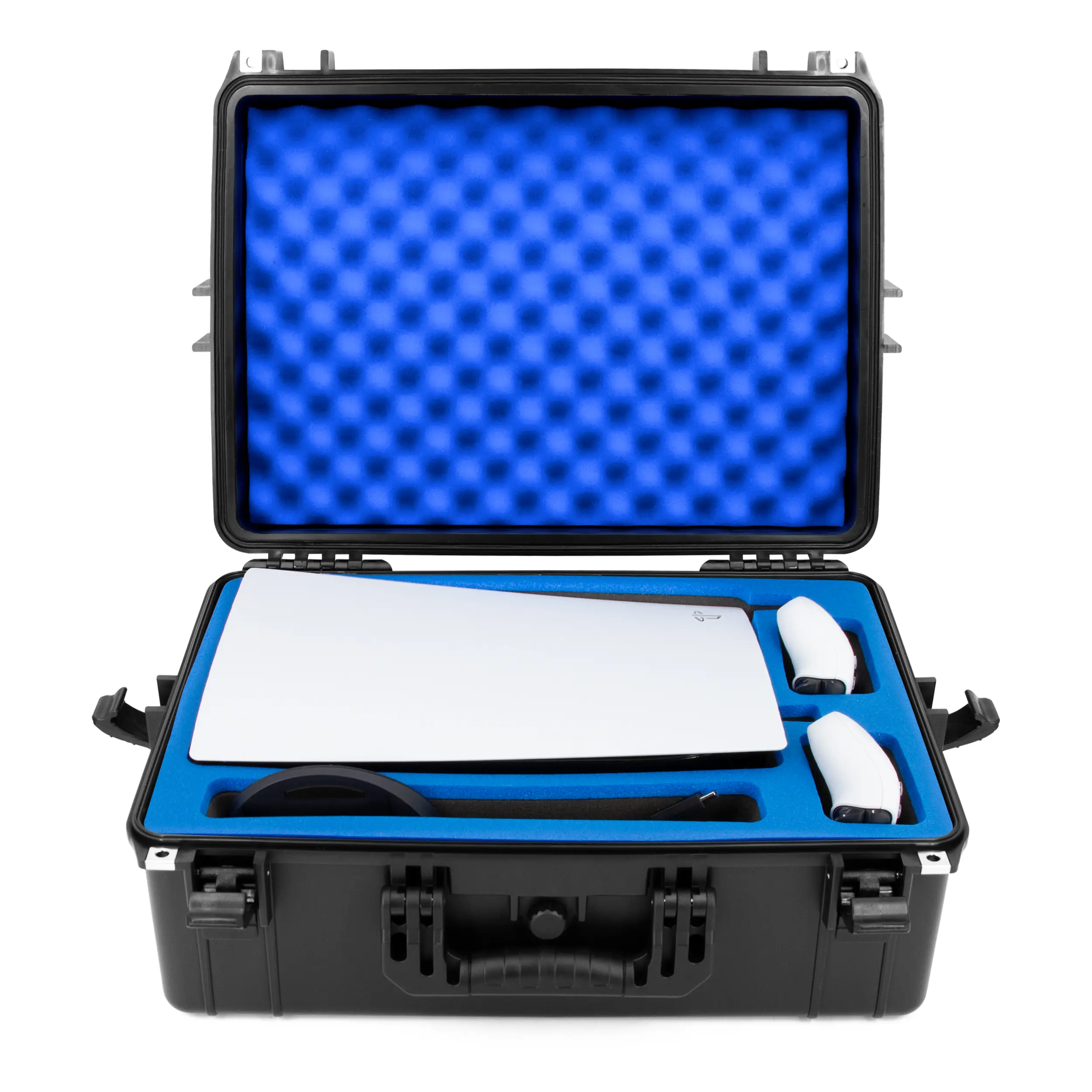 CASEMATIX Hard Shell Travel Case for PlayStation 5 Console Controllers Games & Accessories - Waterproof PS5 Carrying Case with Foam Impact Protection Durable Compact Organizer Cover