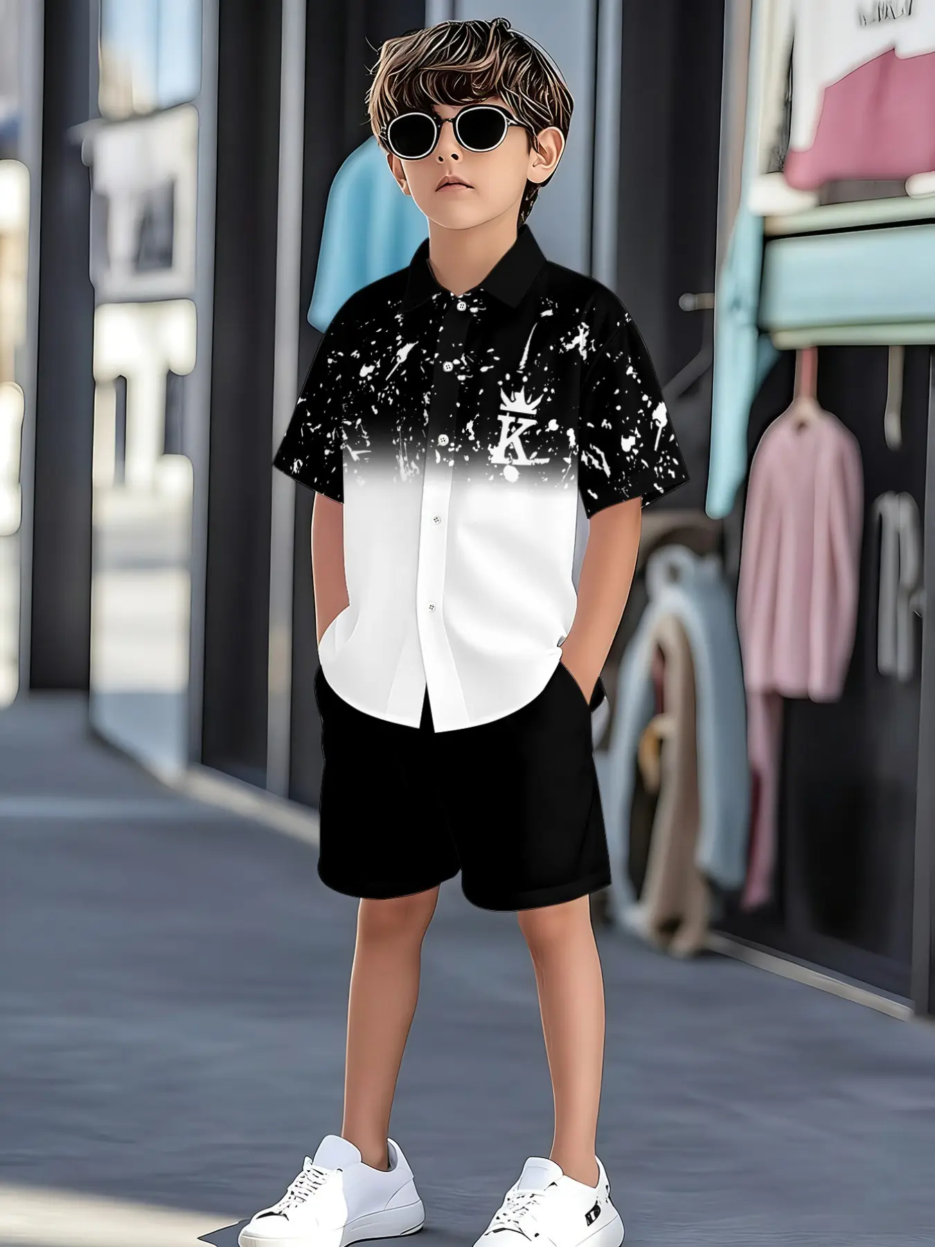 Summer Plaid Short Sleeve Shirt Set, Trendy Pattern, Boy Fashion Casual Two-Piece, Sun Protection Breathable Comfortable, Graphic Print Set, Matching Outfits Set, Outfit Sets