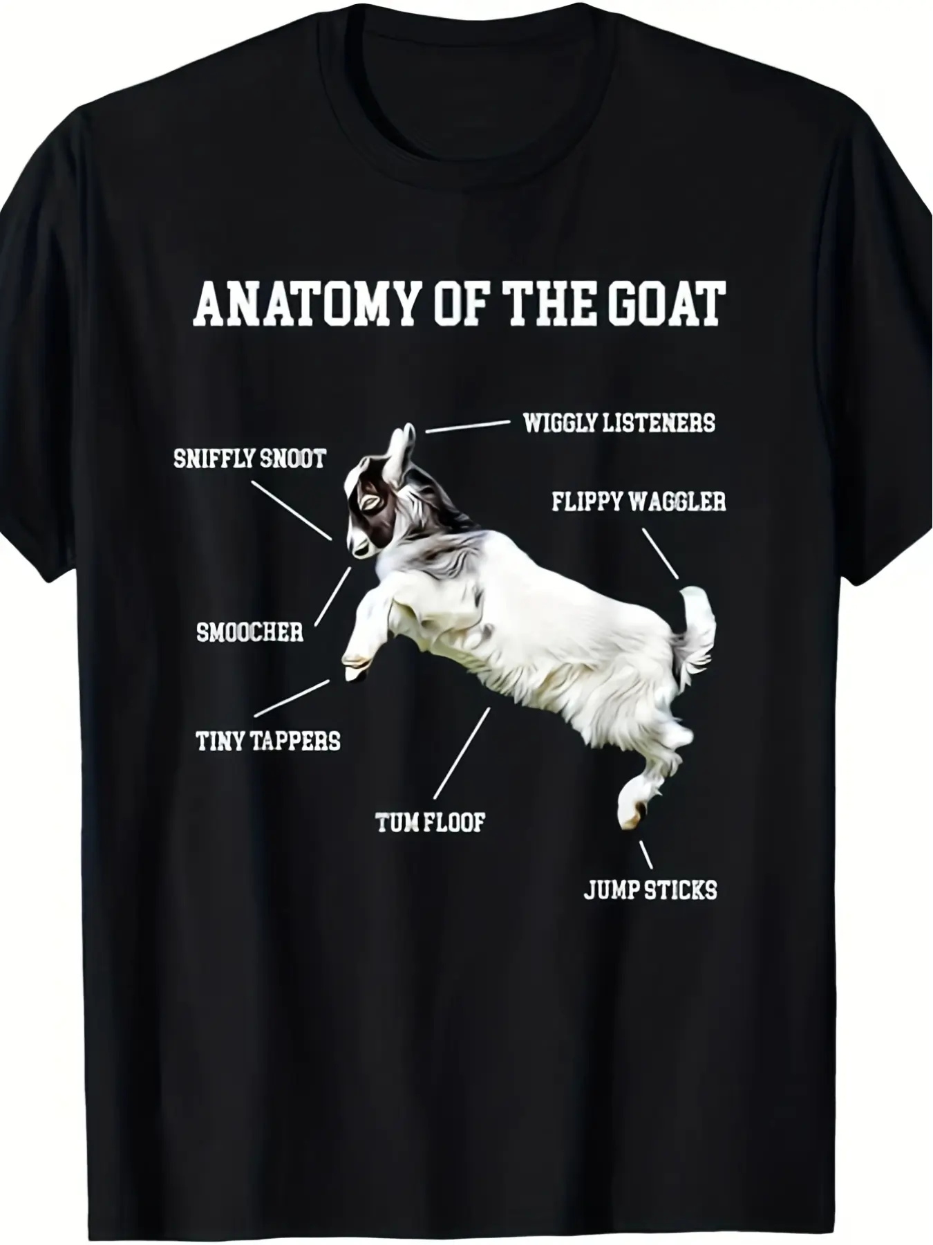 Cute Goat Anatomy T Shirt for Animal Lovers Unisex unisex soft cotton short sleeve t shirt, vintage graphic casual tee for men women teens, perfect birthday holiday gift for camping travel gym daily street  wear
