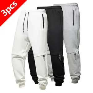 Men's 3Pcs Drawstring Waist Sports Pants Regular Fit Letter Prints Stylish Casual Zipper Pockets Ankle Cuffs Knitted Fitness Jogging Pants for Fitness Running Outdoor Sports Daily Wear All Seasons Menswear - Set, Grey