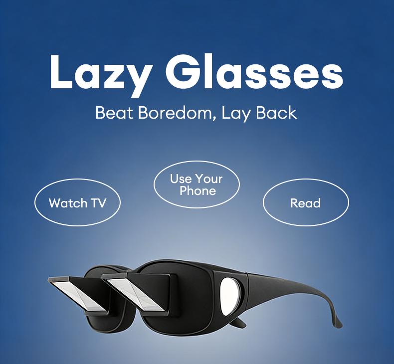 PAXA TJ001 Lazy Glasses, Bed Prism Glasses Spectacles, Horizontal High Definition Glasses, Prism Periscope Lie Down Eyeglasses for Reading and Watch TV in Bed, Unisex
