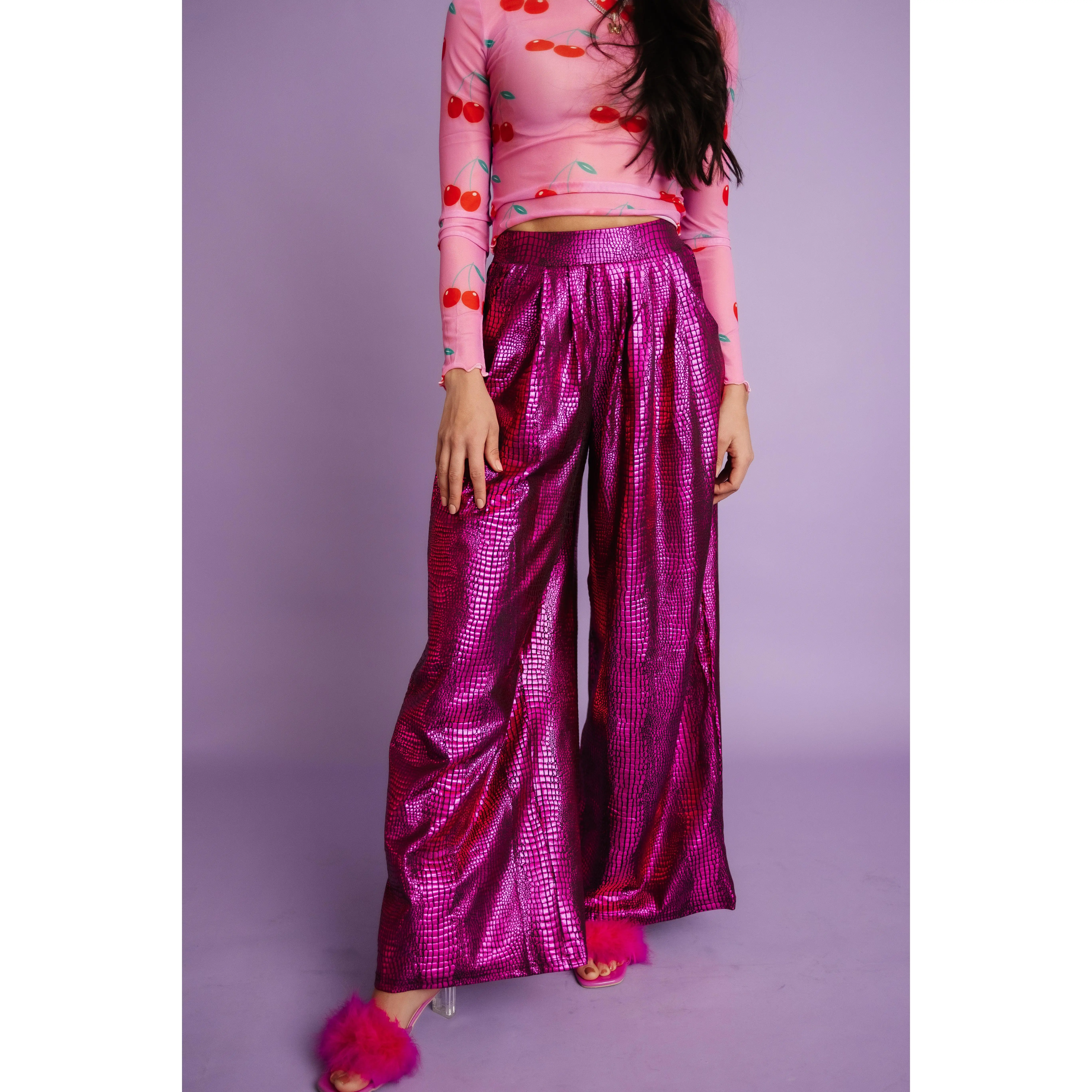 Told You So Metallic Pants - Pink