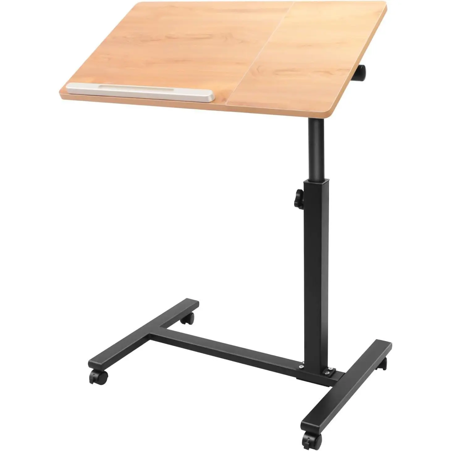 Adjustable Overbed Bedside Table, Mobile Laptop Computer Standing Desk, Hospital Bed Table with Wheels, Rolling Desk, Mobile Desks, Computer Cart Bedside Rolling Overbed Table
