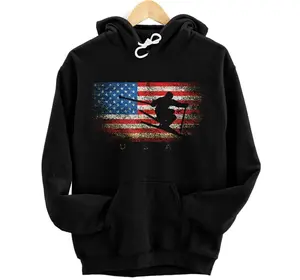 Vintage USA Skiing American Flag Hoodie, Sweatshirt, T-Shirt