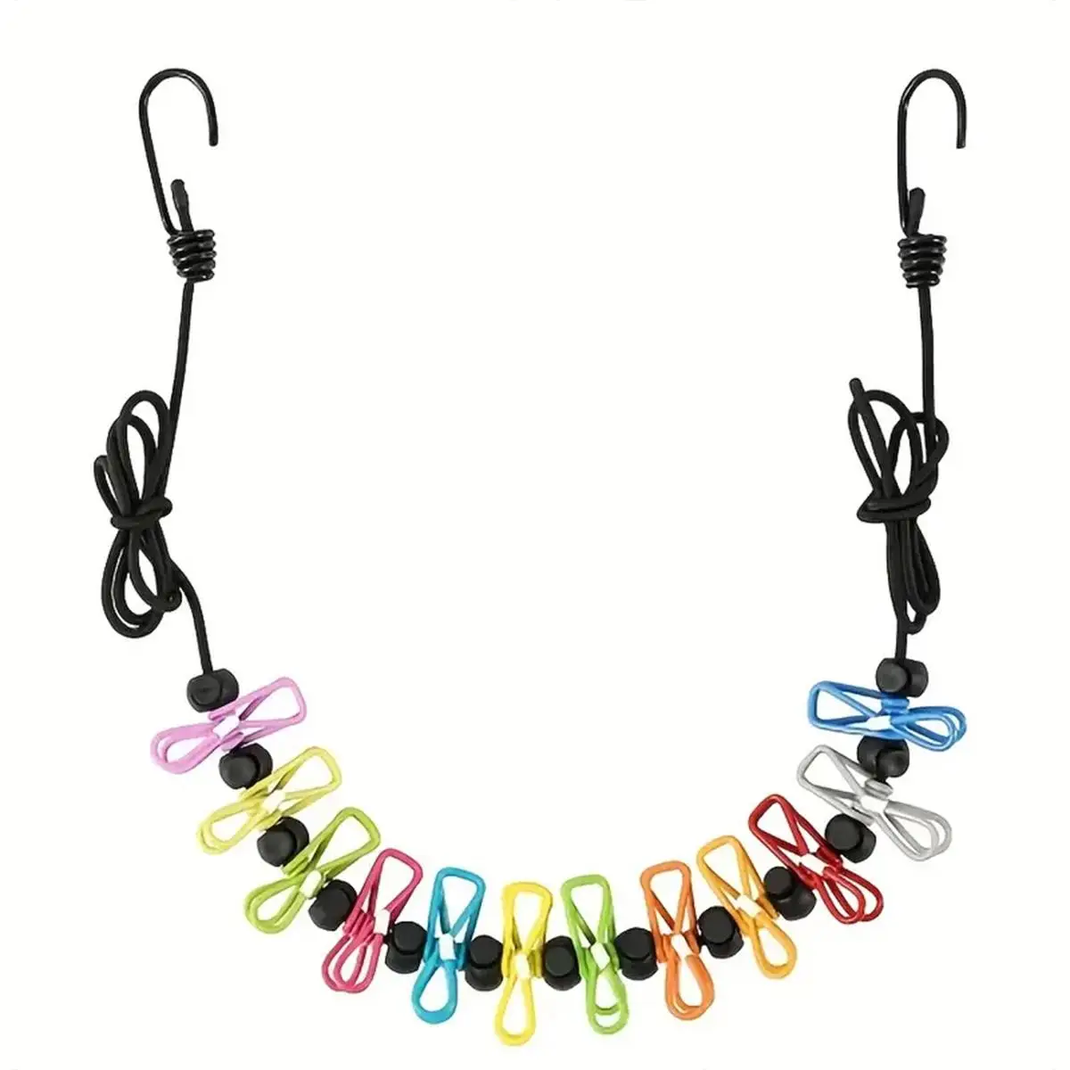 Hanging Clothesline, 1 Count Portable Retractable Clothesline with 12pcs Clips, Outdoor Camping Accessories