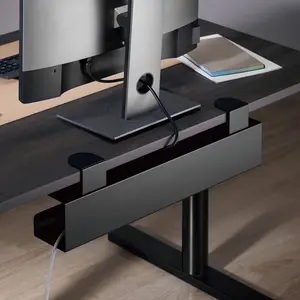 Mount-It! Clamp-On Under Desk Cable Management Tray – No-Drill Wire Organizer for Home & Office Desks, Steel Cable Rack for Power Strips & Cords