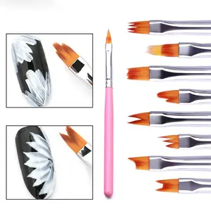 8Pcs Premium Nail Art Brush Set - UV Gel Gradient, Flower Drawing, Flower Design Nails & Acrylic Painting Tools for Manicure Flower Nails Nail Art Accessories, Nail Supplies